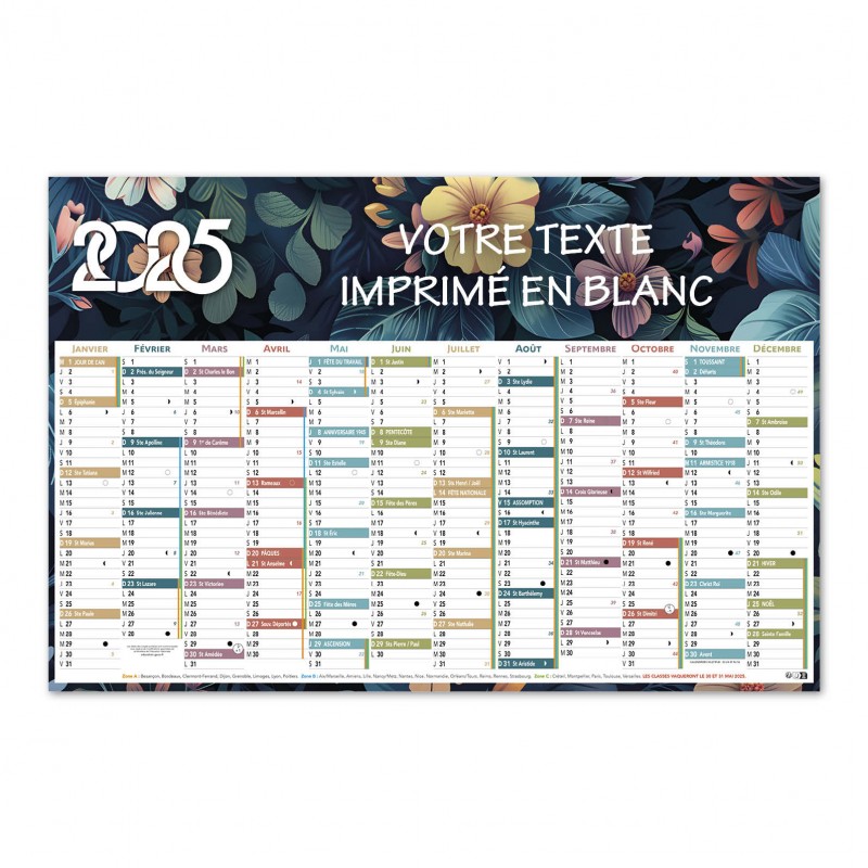 CALENDRIER 12 MOIS MODELE FLEURS