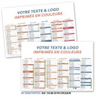 CALENDRIER BANCAIRE SANS PHOTOS TEXTE EN COULEUR