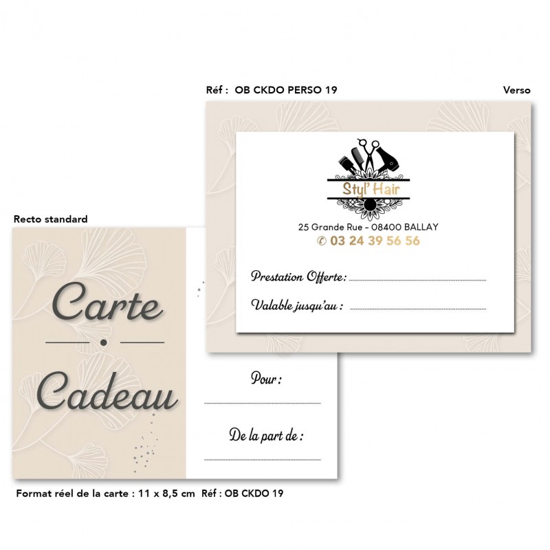 CARTE CADEAU PERSONNALISÉE